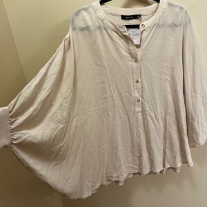 Doe & Rae Light Beige Button-Up Blouse